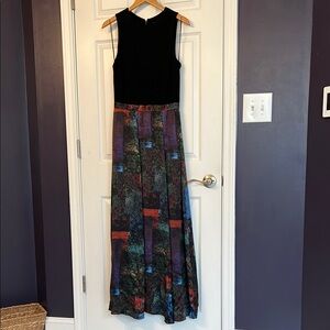 Alice + Olivia Black and Blue Maxi Skirt for Cocktail